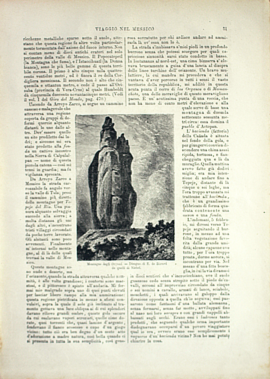 messico: Raccolta del pulque/ Montagne degli Organi . Stampa 1864