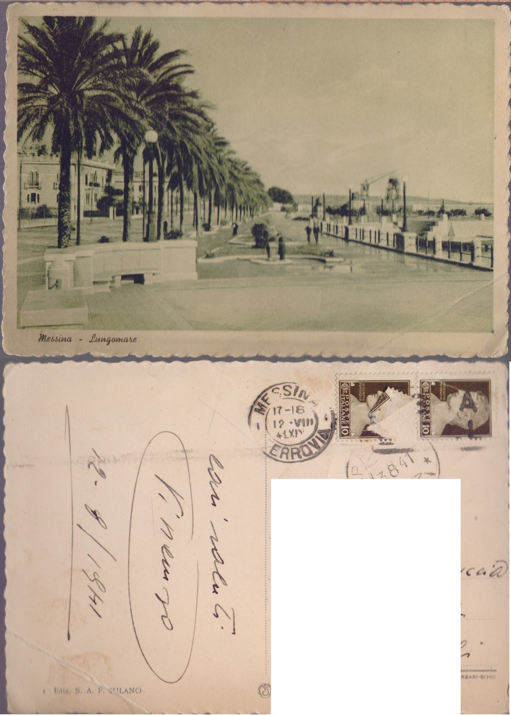 Messina. Lungomare. Viaggiata 1941