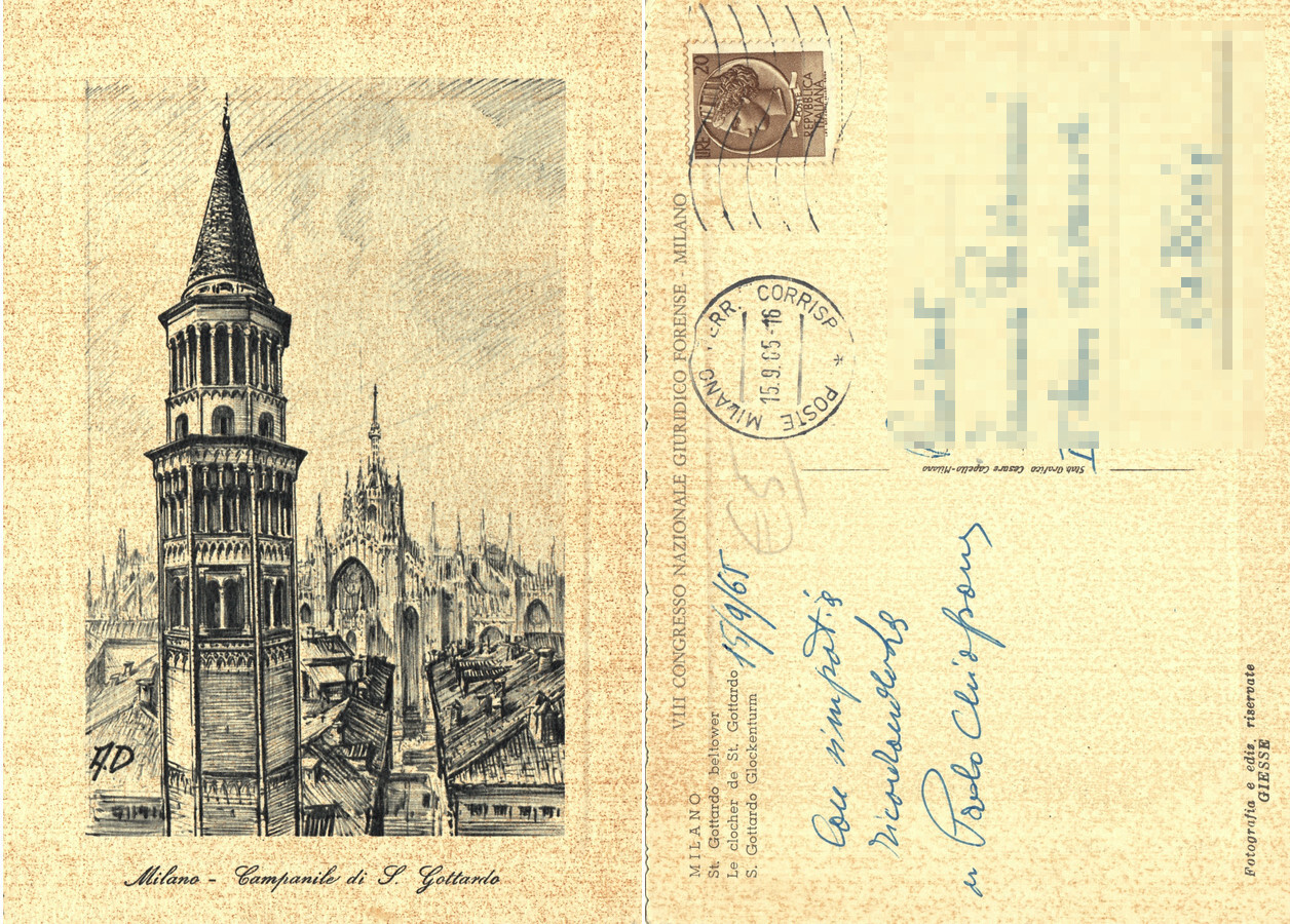 Milano. Chiesa di San Gottardo. Viaggiata 1965
