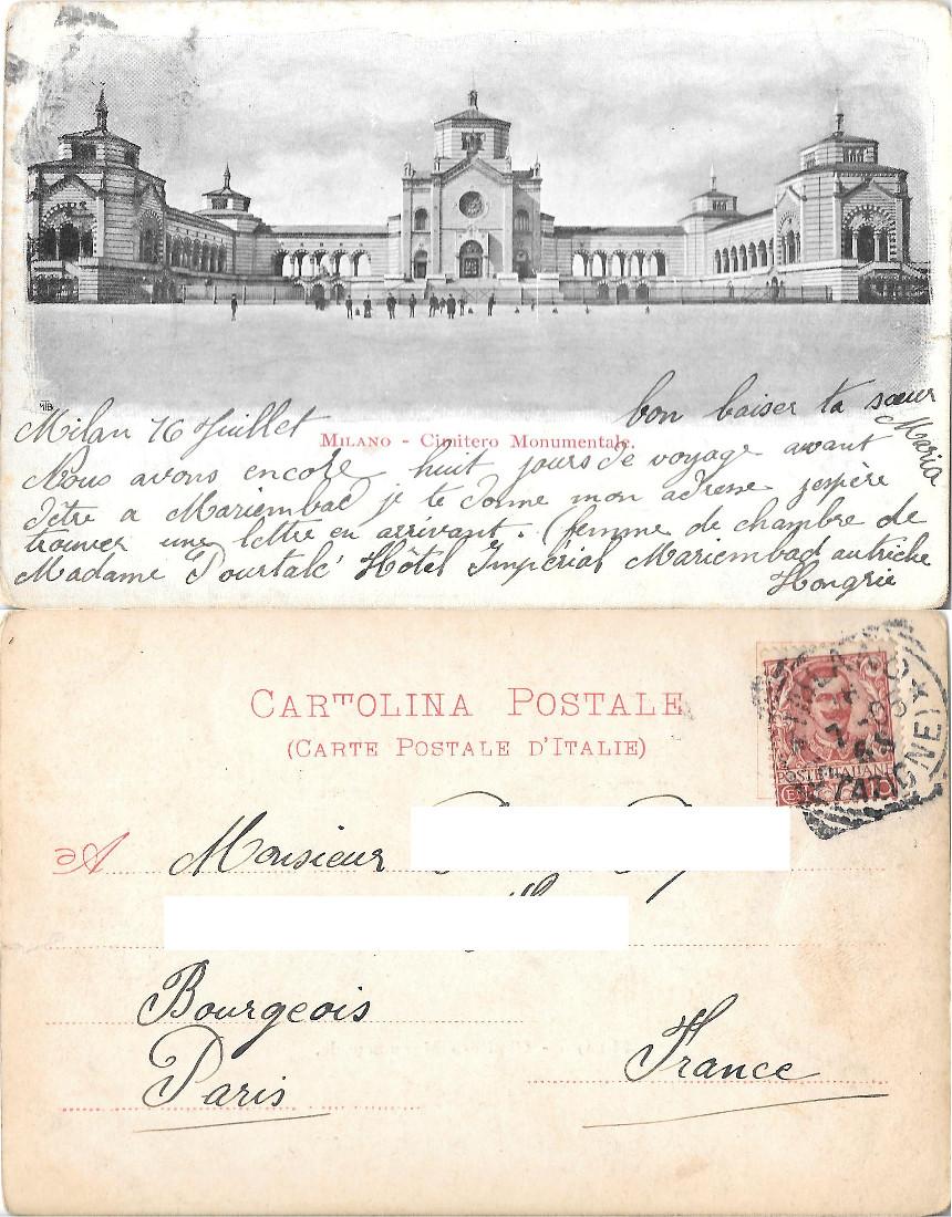 Milano. Cimitero Monumentale. Viaggiata 1905
