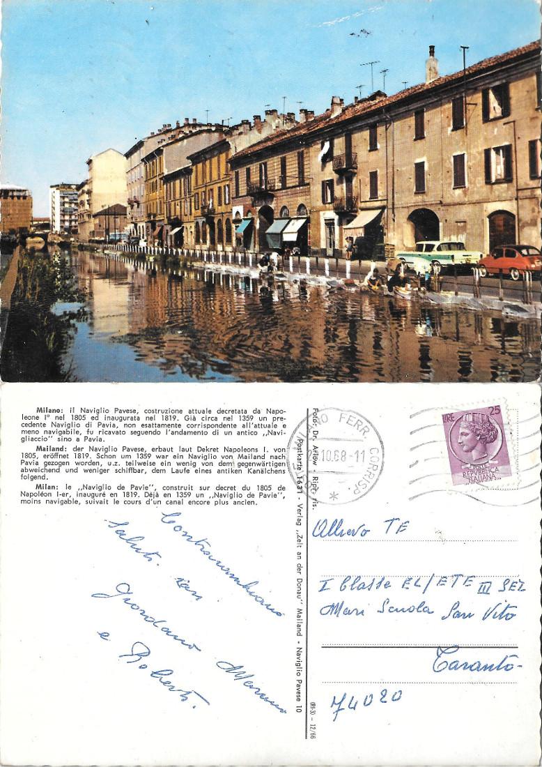 Milano. Il naviglio Pavese. Viaggiata 1968