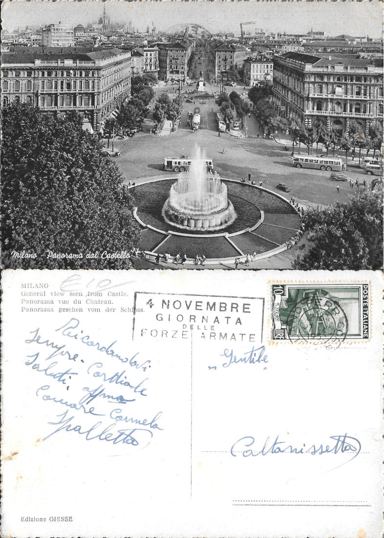 Milano. Panorama dal Castello. Viaggiata 1953