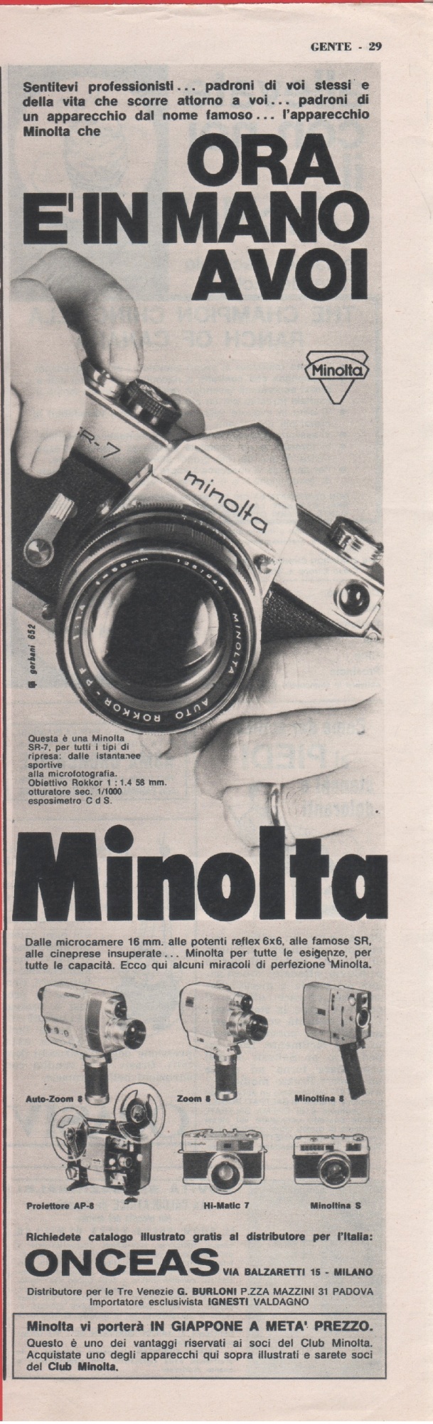 Minolta SR-7. Advertising 1965