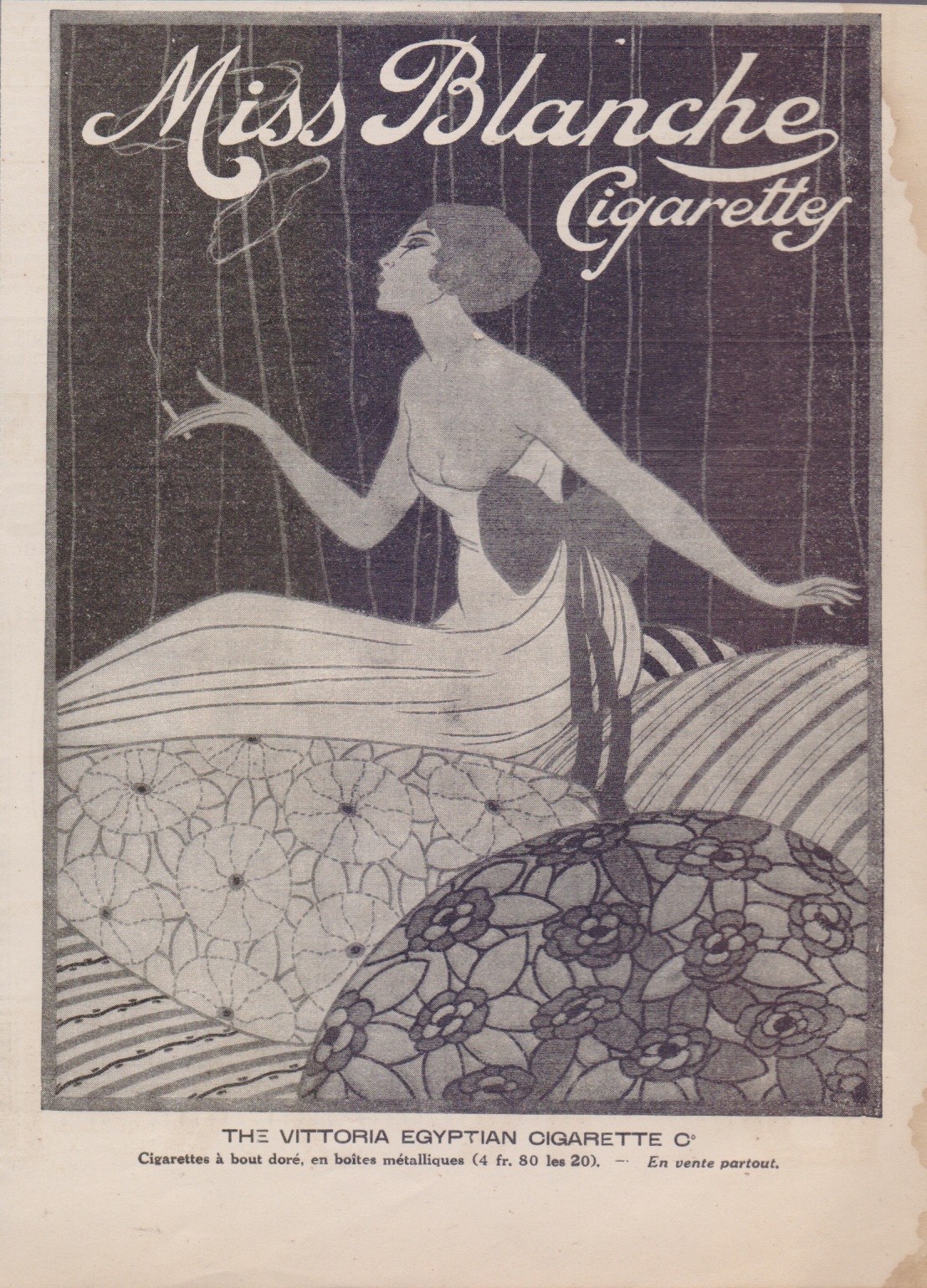Miss Blanche cigarettes. Advertising 1920
