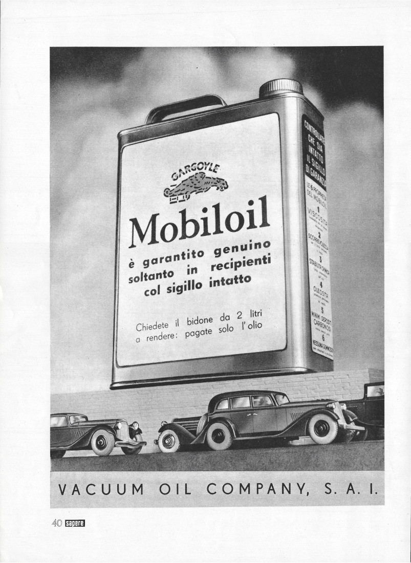 Mobiloil. Vacuum Oil Company SAI - Advertising 1935