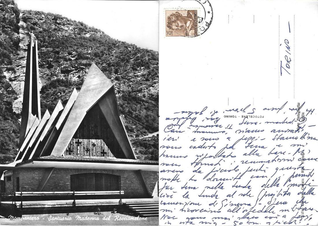 Mompantero. Santuario Madonna del Rocciamelone. Viaggiata 1953