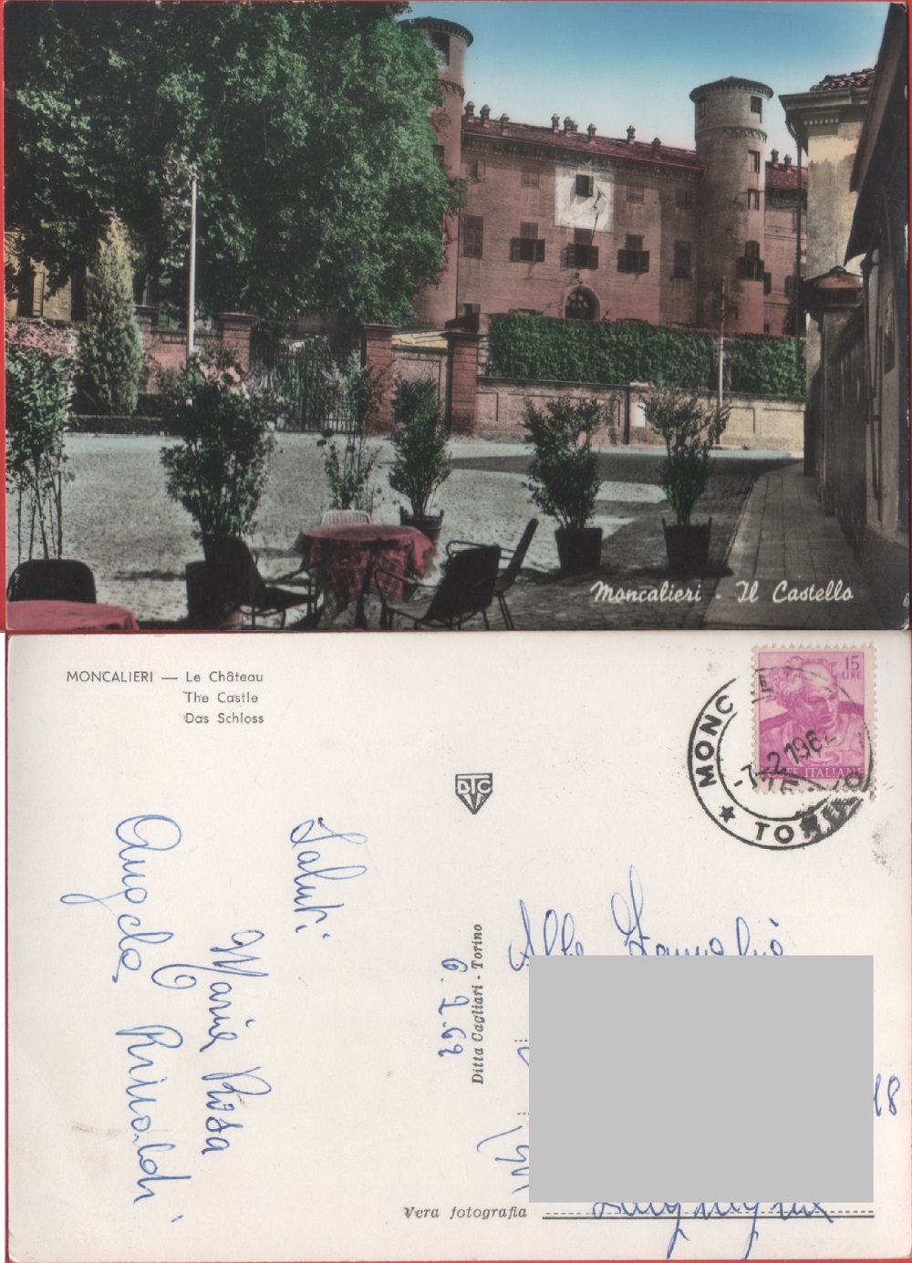 Moncalieri (TO). Il Castello. Viaggiata 1957