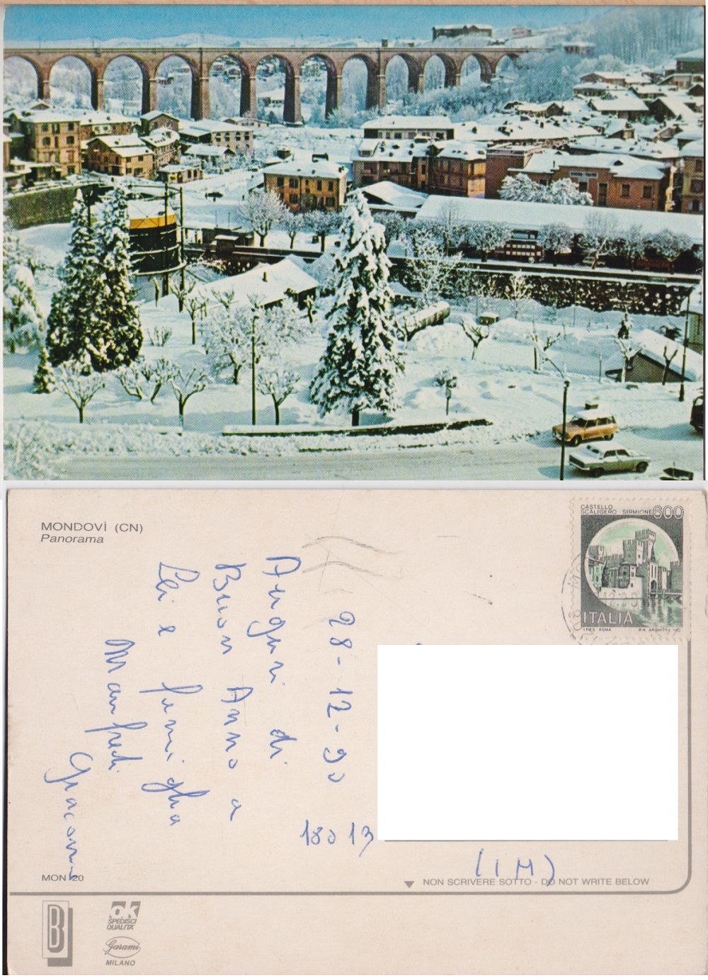 Mondovì (CN). Panorama. Viaggiata 1990
