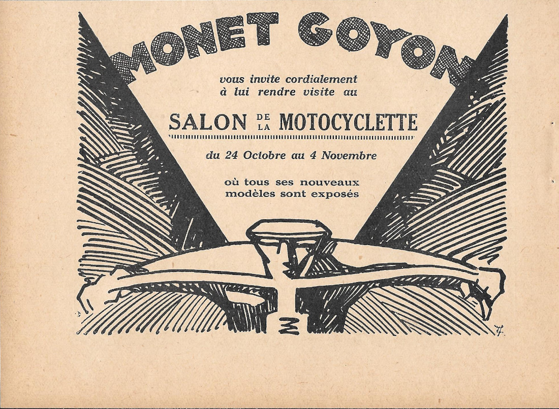 Monet Goyon au Salon de la Motocyclette - Advertising 1928