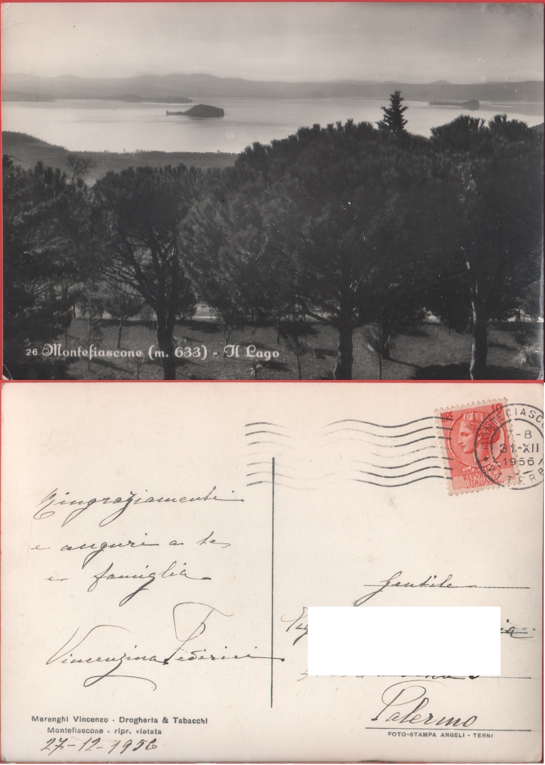 Montefiascone (VT). Il lago. Viaggiata 1956