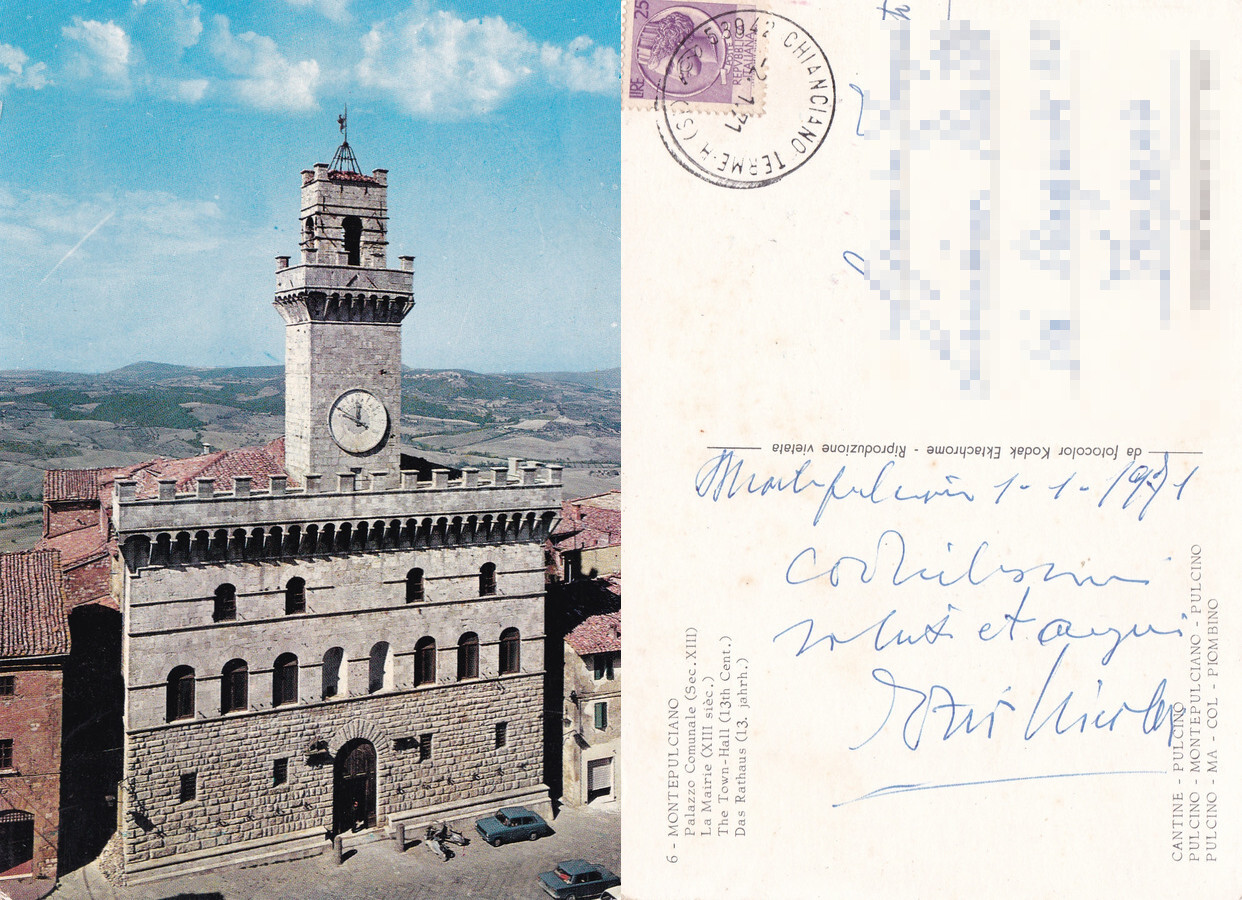 Montepulciano. Palazzo Comunale. Viaggiata 1971