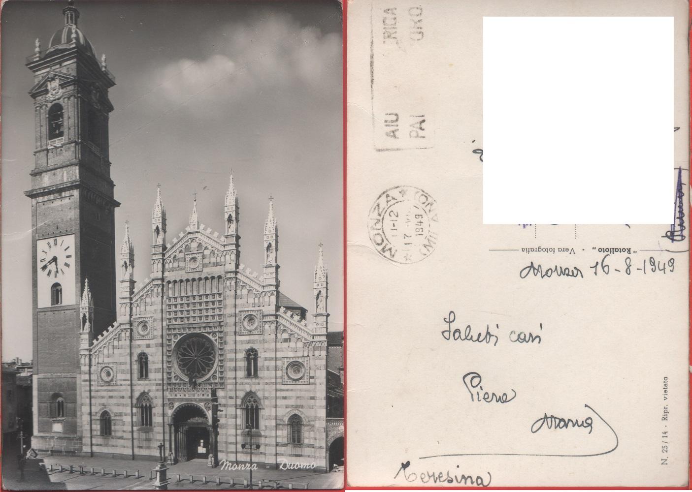 Monza. Duomo. Viaggiata 1949