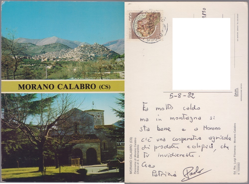 Morano Calabro (CS). Viaggiata 1982