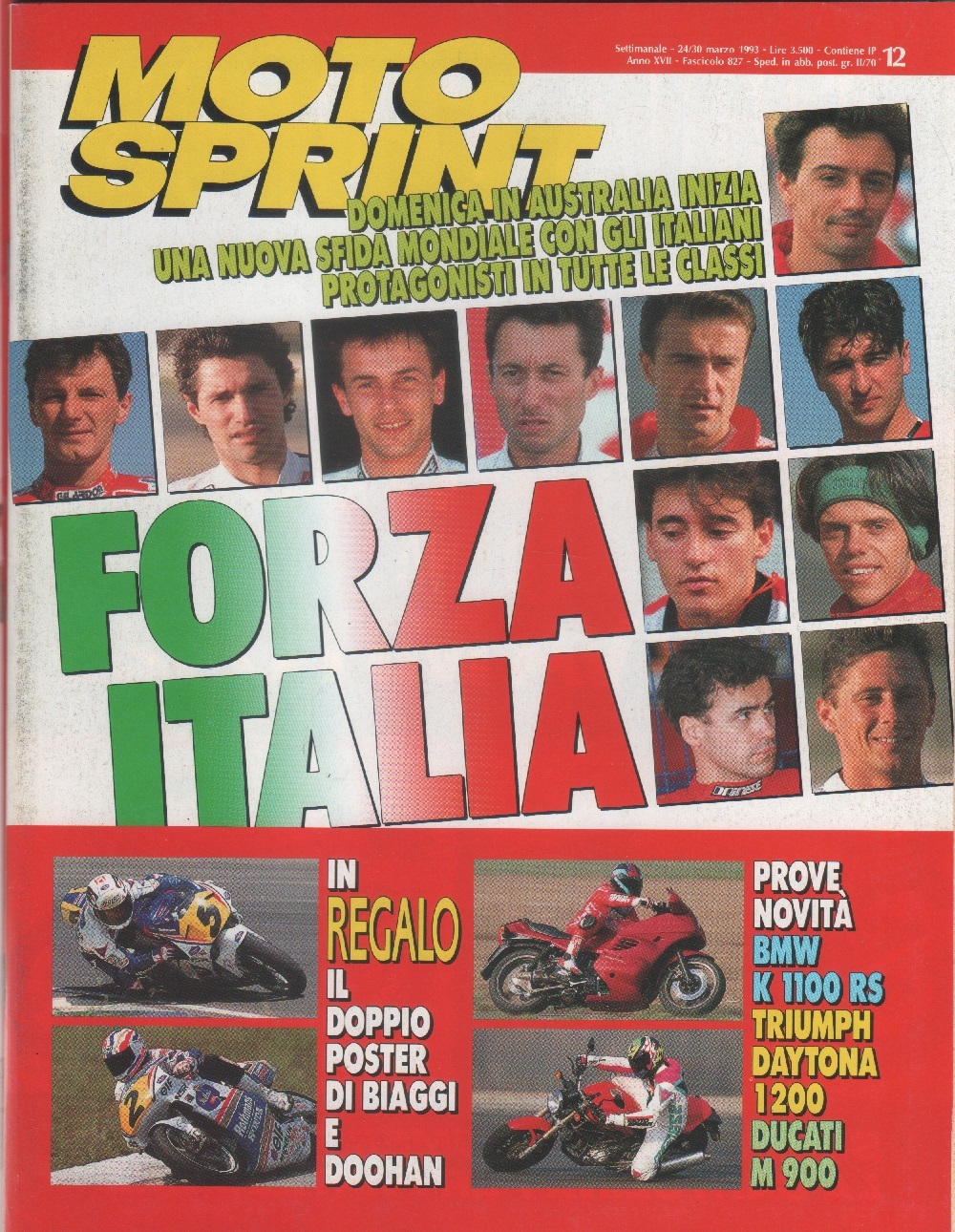 Moto sprint. n. 12 - 1993. Poster di Biaggi e …