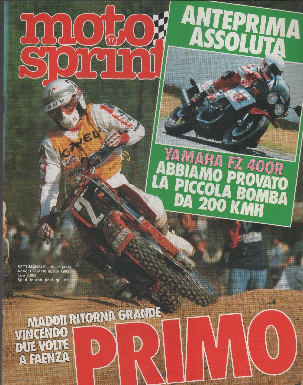 Moto sprint. n. 17 - 1985. Yamaha FZ 400R; Maddii …