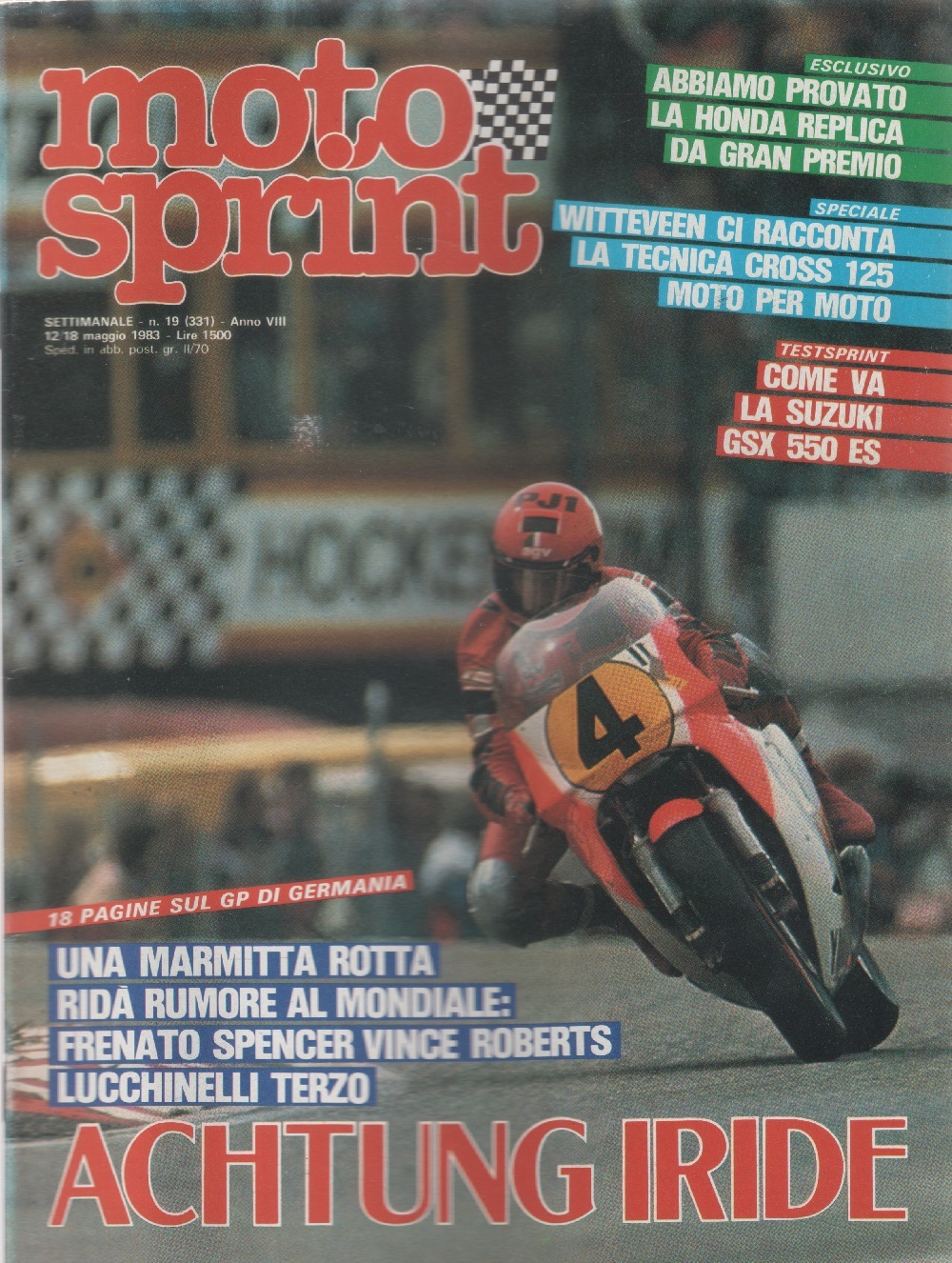 Moto sprint. n. 19- 1983. Actung iride; Suzuki GSX 550 …