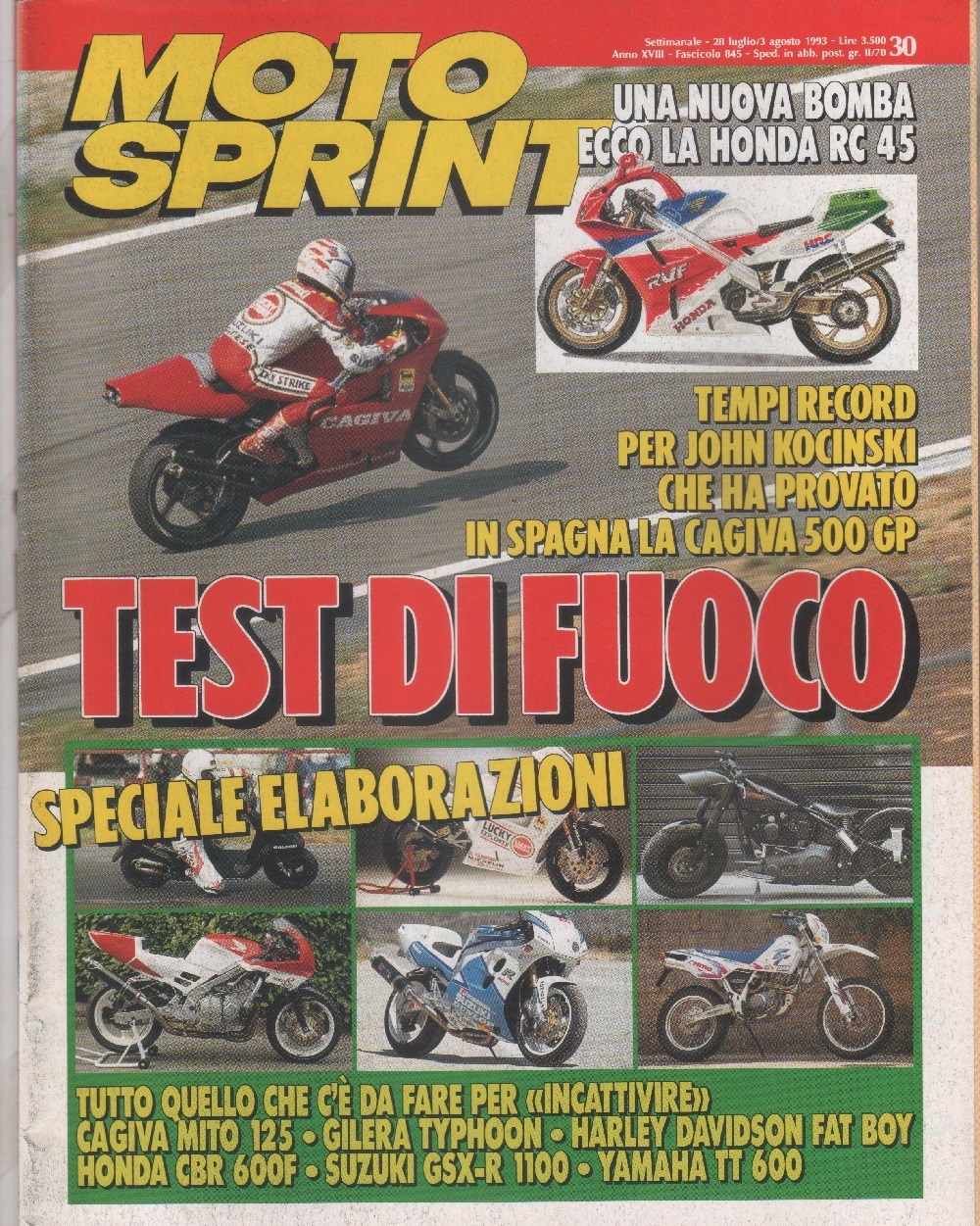 Moto sprint. n. 30 - 1993. Honda RC 45; Speciale …
