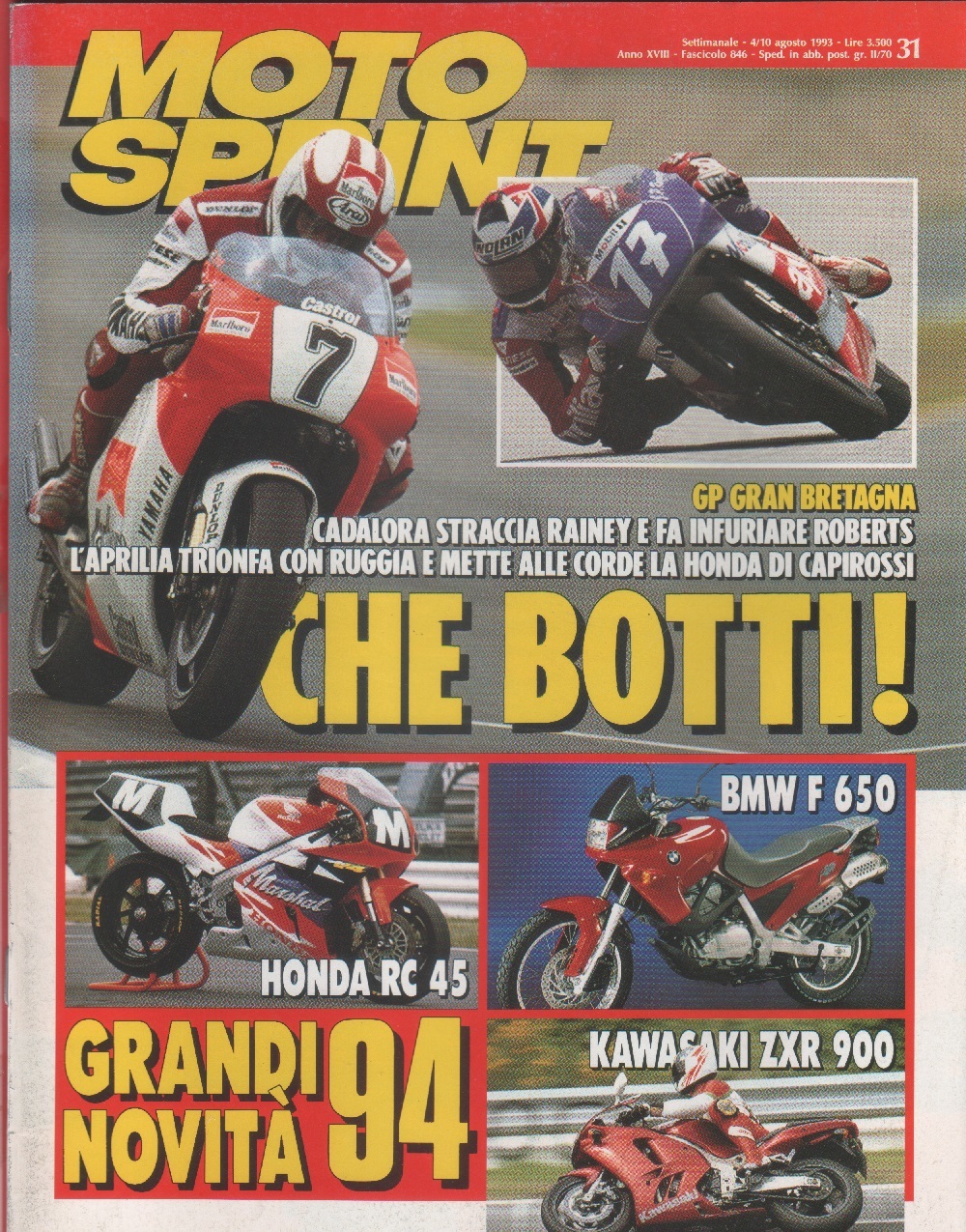 Moto sprint. n. 31 - 1993. Honda RC 45; BMW …