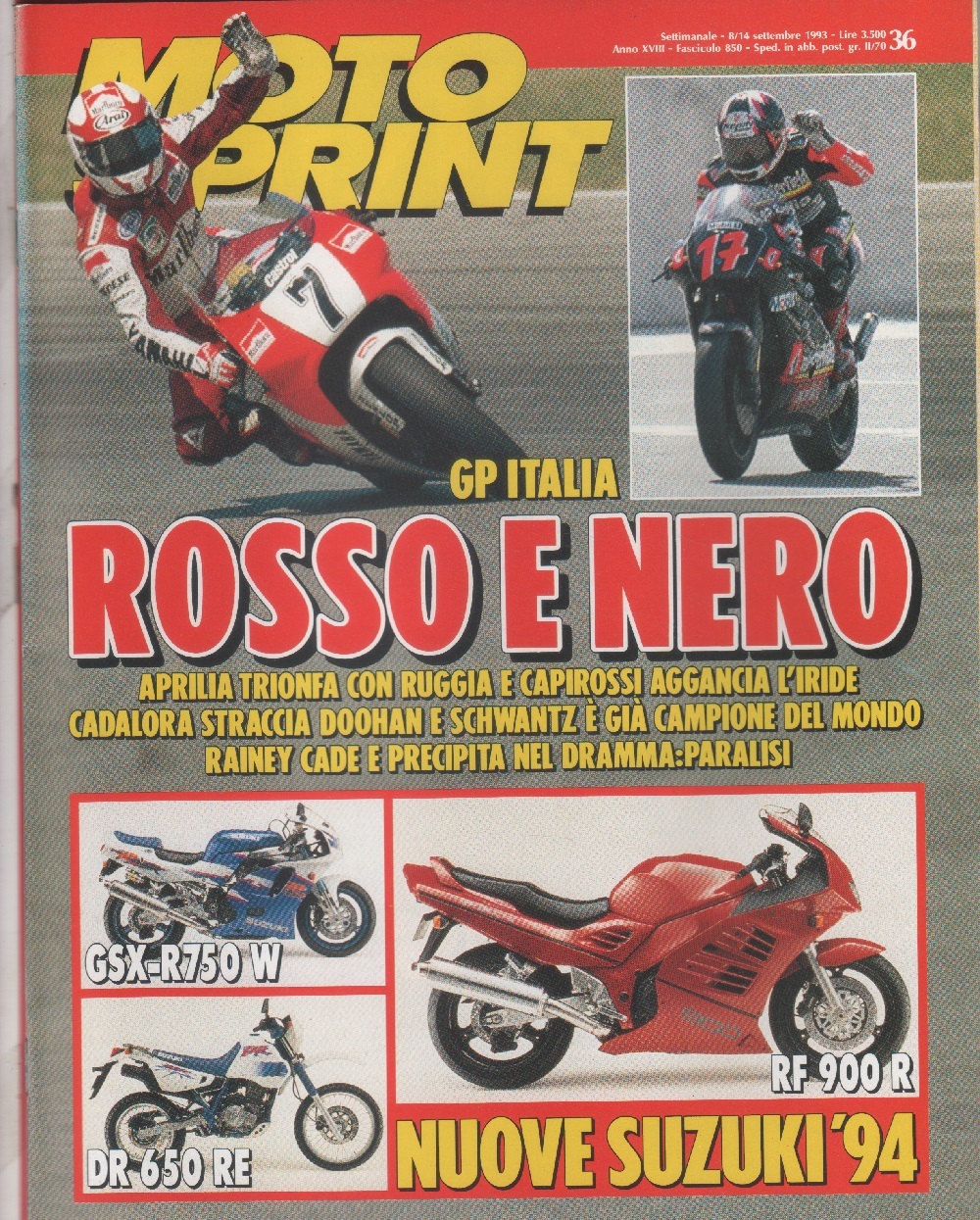 Moto sprint. n. 36 - 1993. Suzuki GSX-R750 W, DR …
