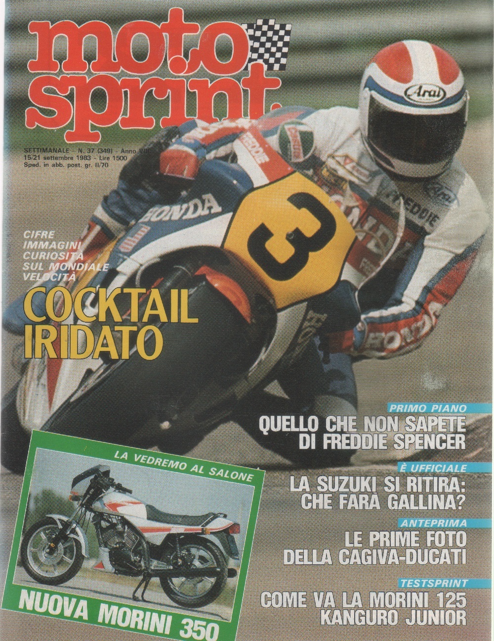 Moto sprint. n. 37 - 1983. Nuova Morini 350; Morini …