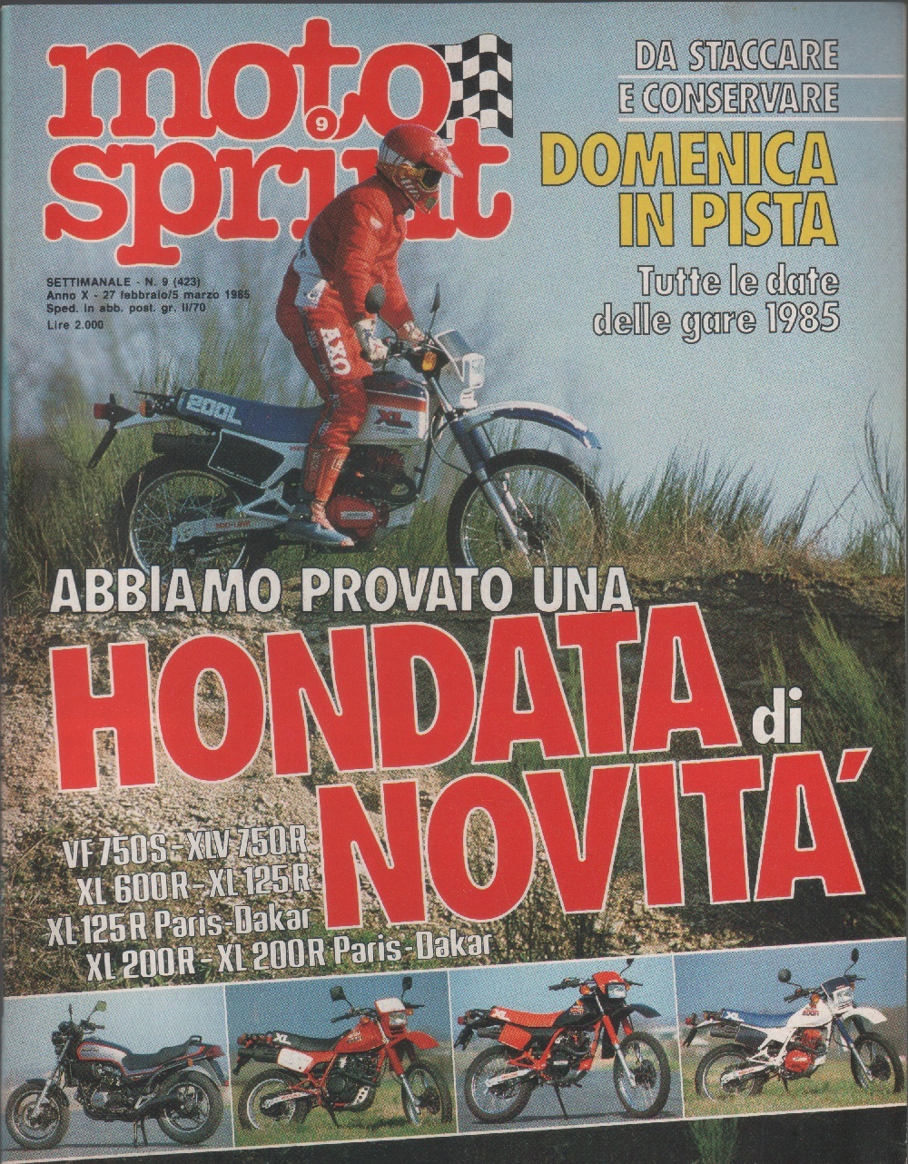 Moto sprint. n. 9 - 1985. Hondata di novità