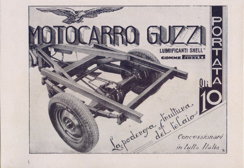 Motocarro Guzzi. Advertising 1940