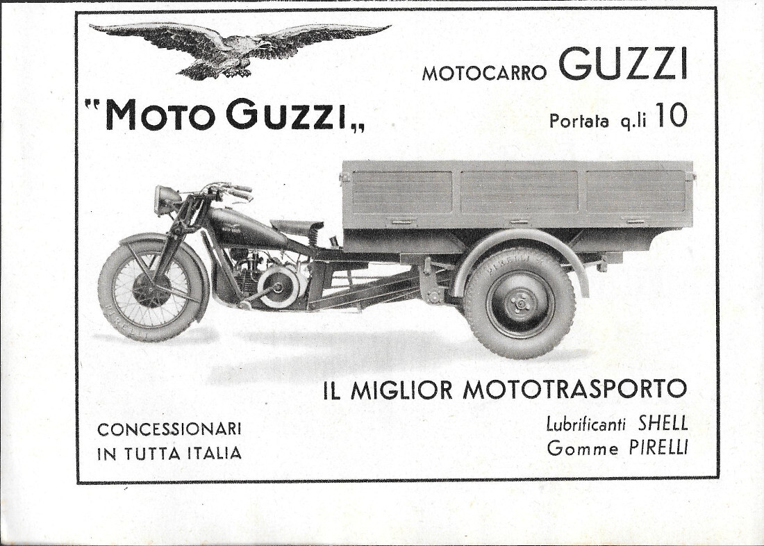 Motocarro Guzzi portata q.li 10 - Advertising 1939