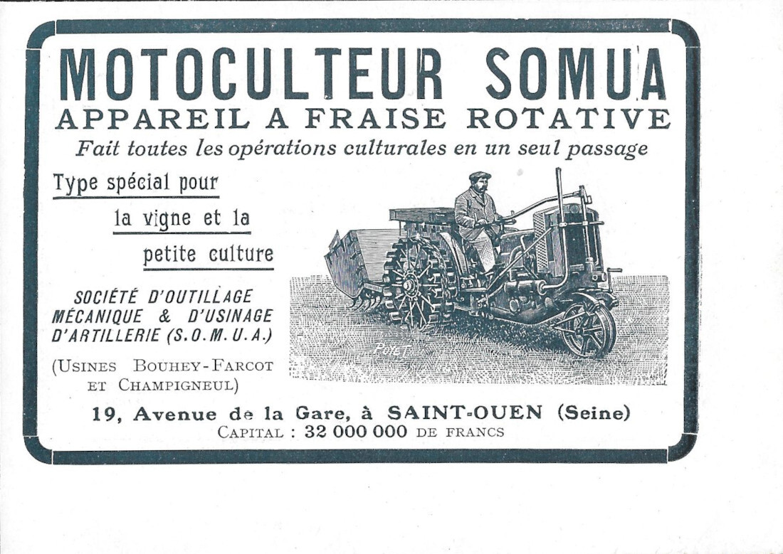Motoculteur Somua - Advertising 1919