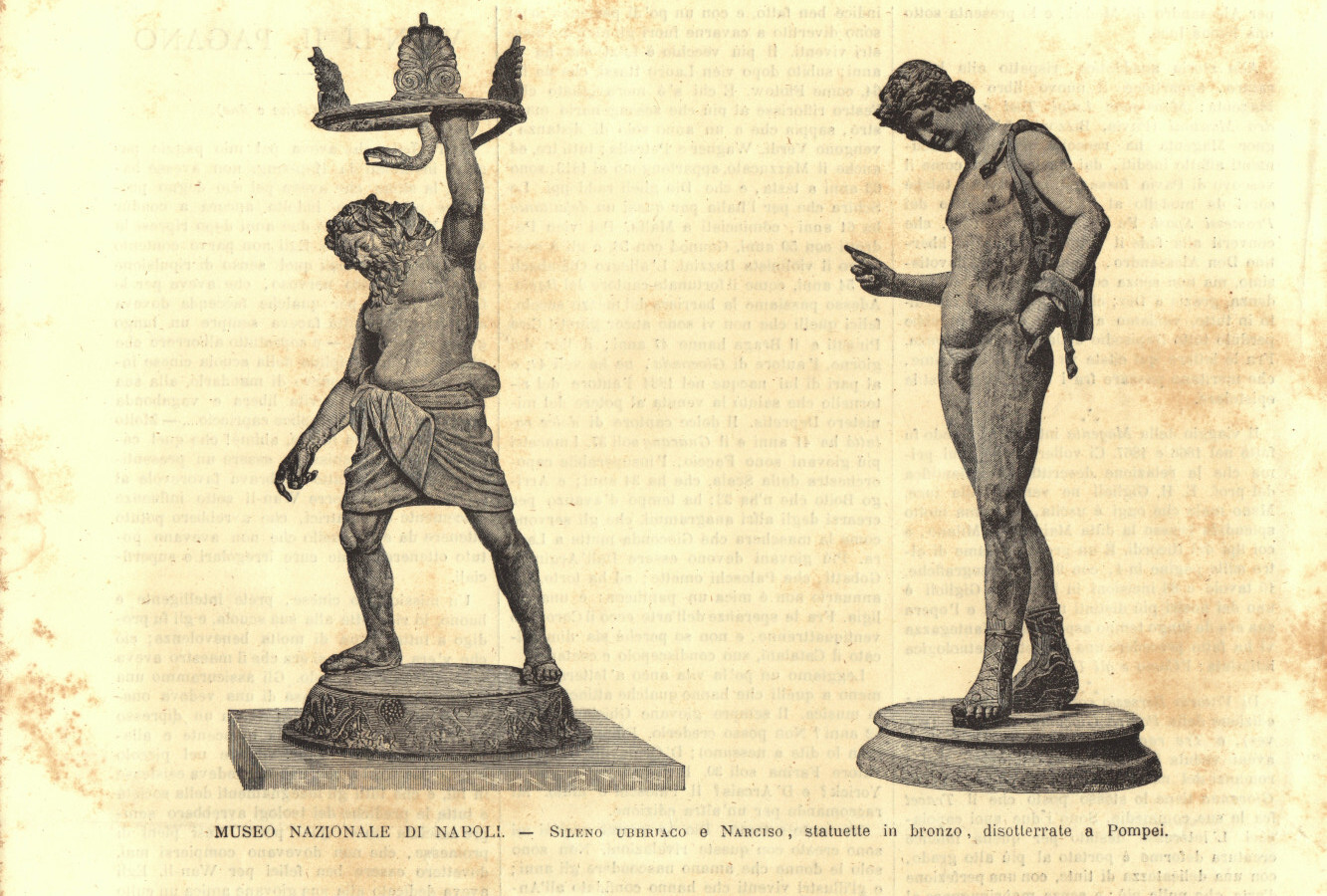 Museo nazionale di Napoli: Sileno ubbriaco; Naciso. Statuette in bronzo. …