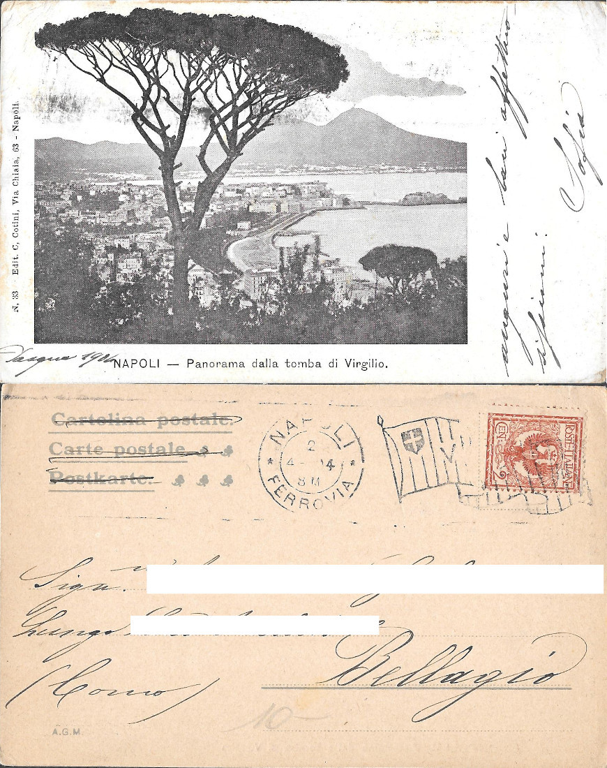 Napoli. Panorama dalla tomba di Virgilio. Viaggiata 1904