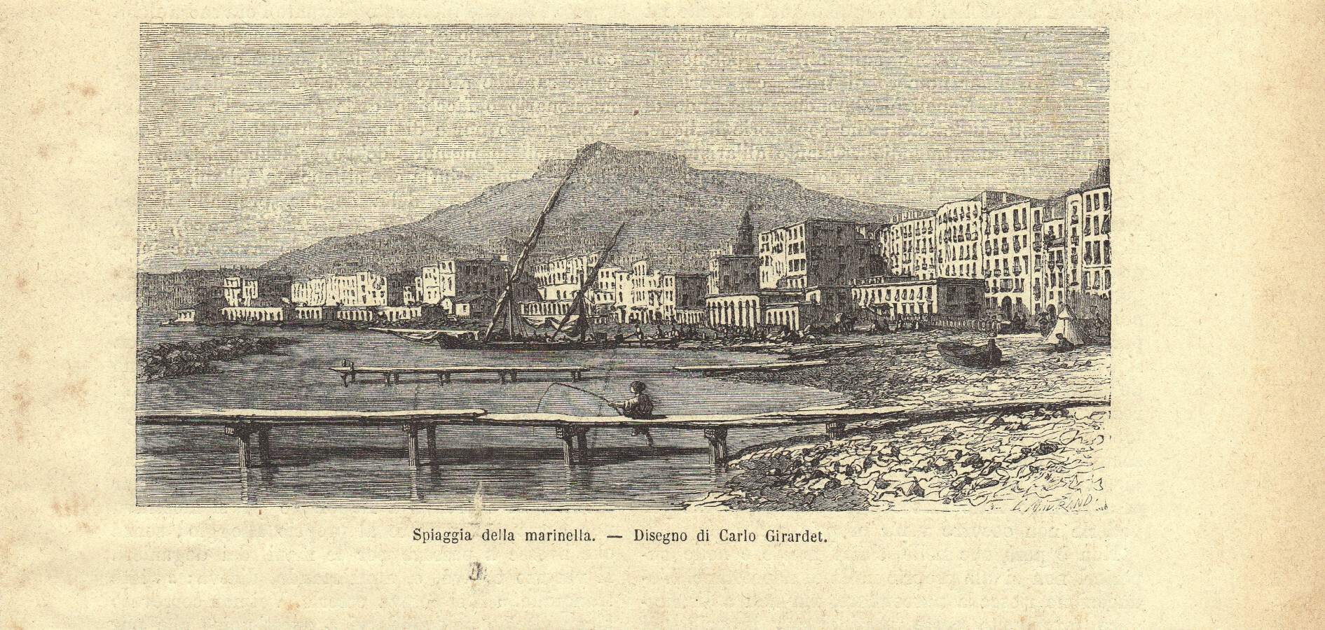 Napoli. Spiaggia della marinella. Stampa 1863.