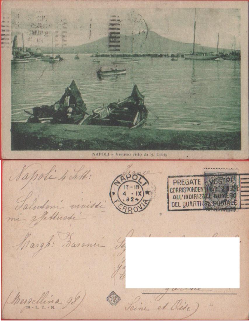 Napoli. Vesuvio visto da S. Lucia. Viaggiata 1924