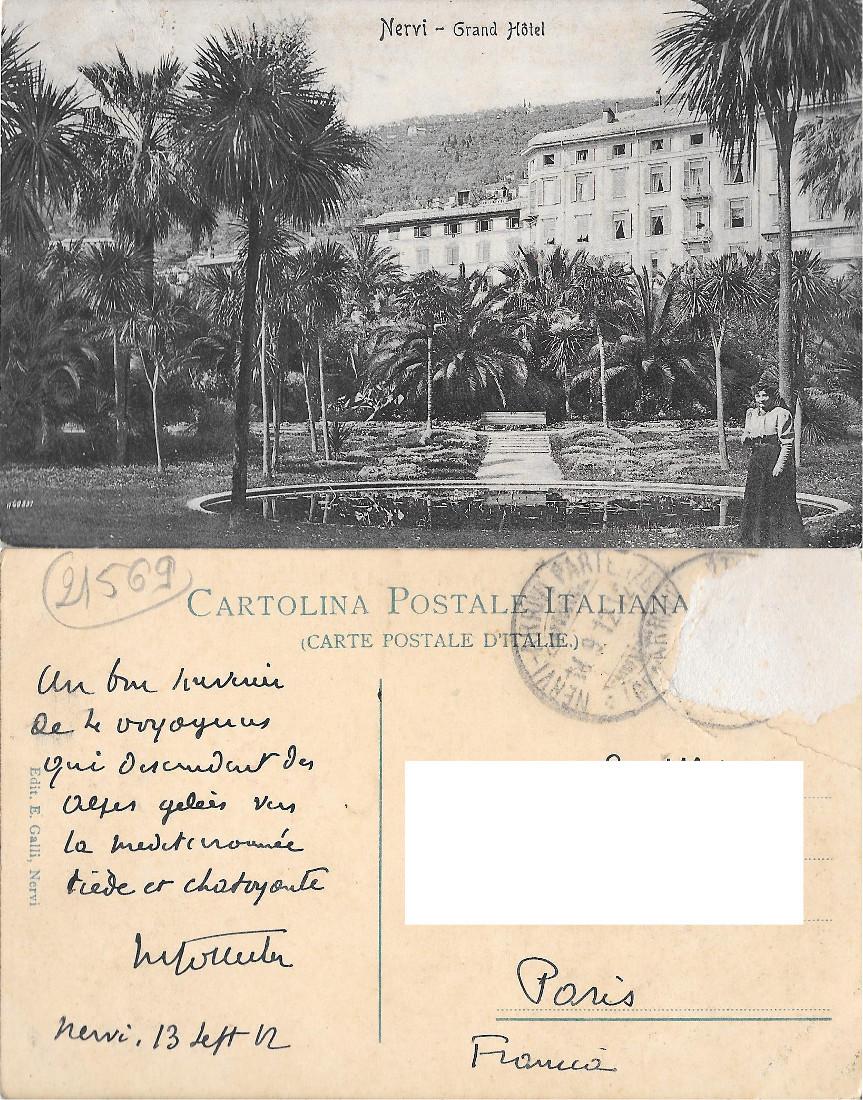 Nervi. Grand Hotel. Viaggiata 1912