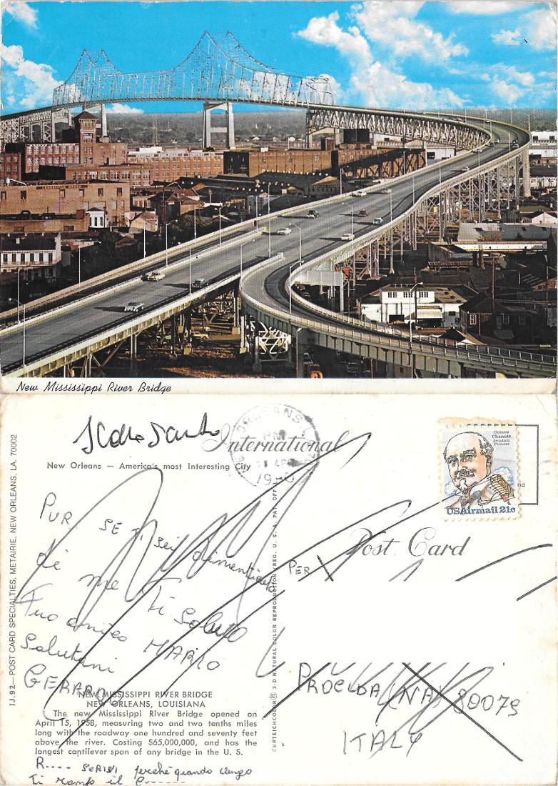 New Orleans New Mississippi River Bridge. Viaggiata 1980