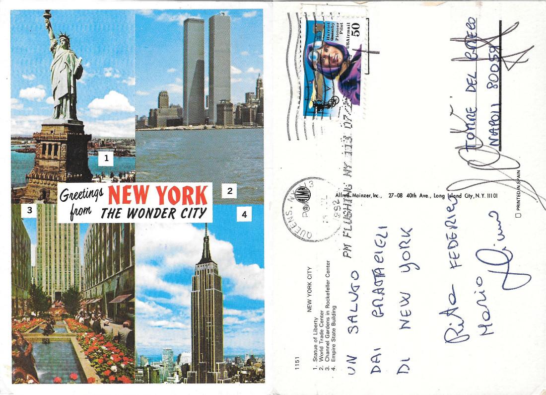 New York. Greetings from the Wonder City. Viaggiata 1992