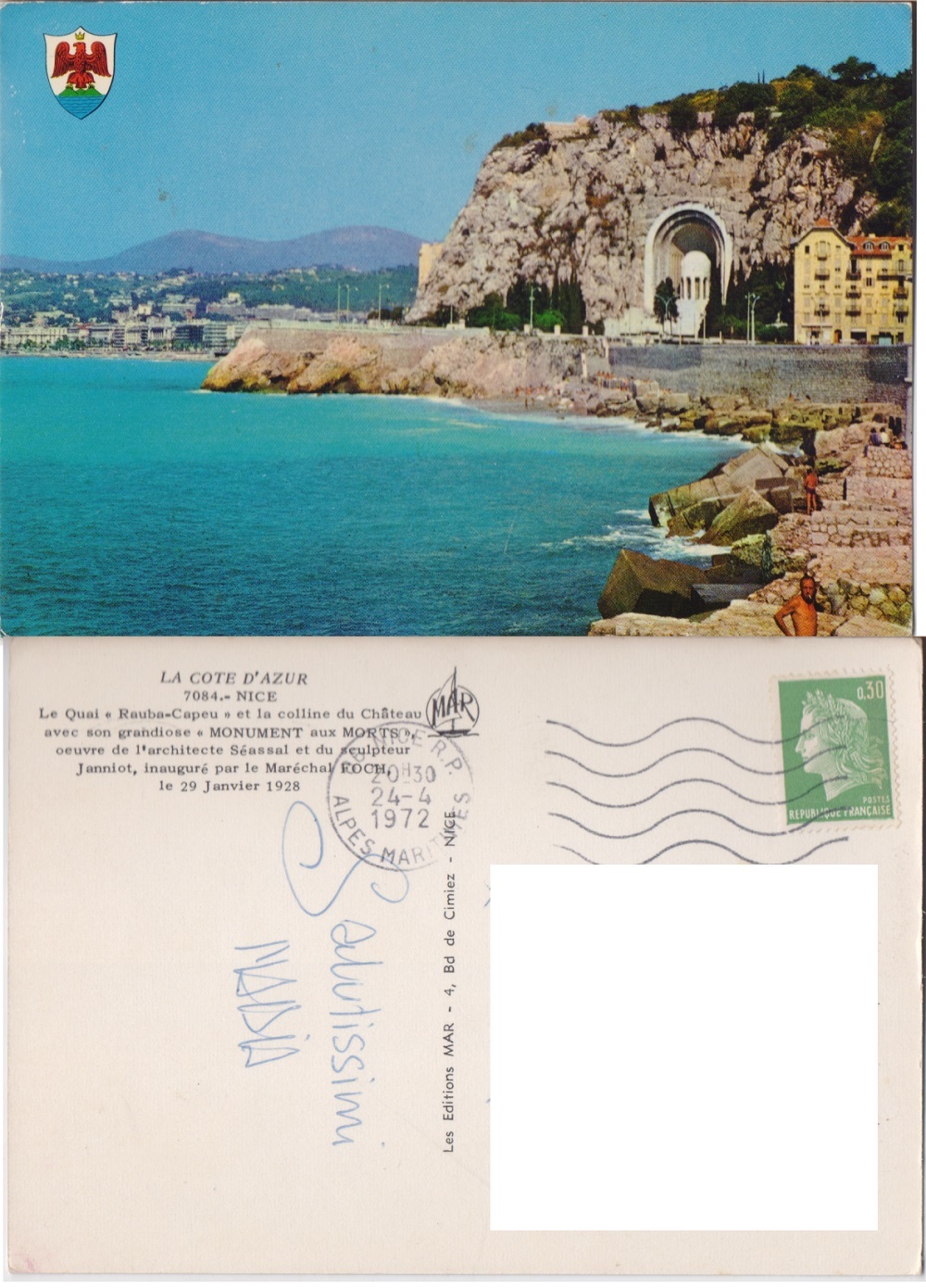 Nice. Le quai Rauba-Capeu e la colline du Chateau. Viaggiata …