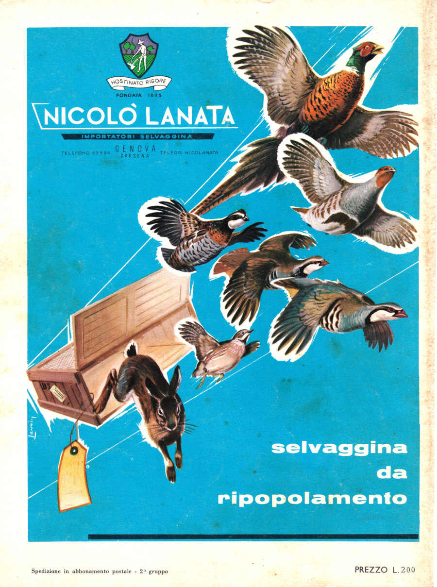 Nicolò Lanata selvaggina da ripopolamento/Gaines Pet Food. Advertising 1963