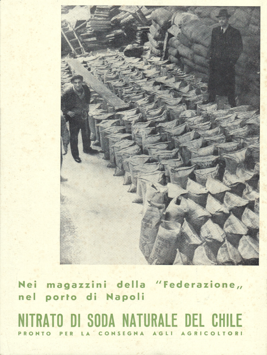 Nitrato di soda naturale del Chile/Montecatini per l'agricoltura. Advertising 1936