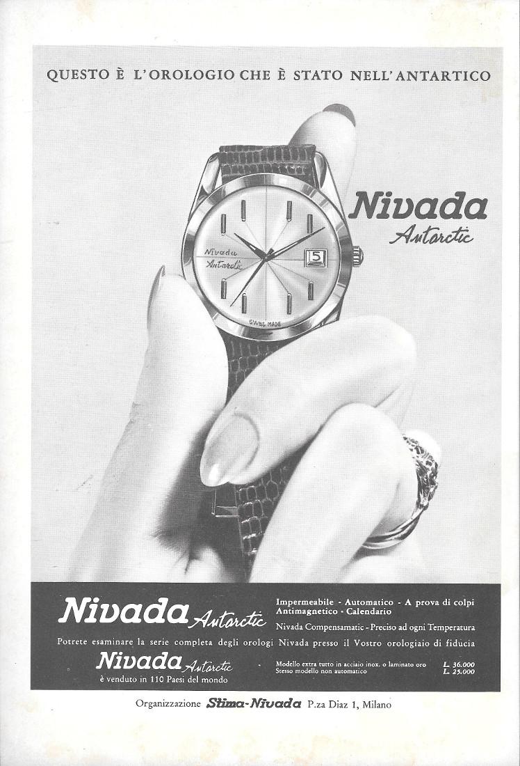 Nivada Antartic. L'Orologio che è stato nell'Antartico. Advertising 1963