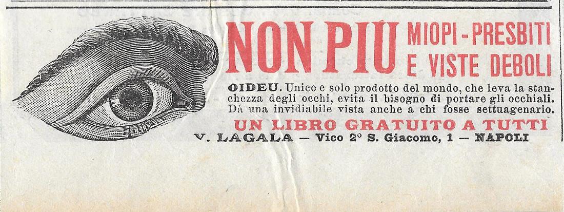 Non più miopi, presbiti e viste deboli. Advertising 1912