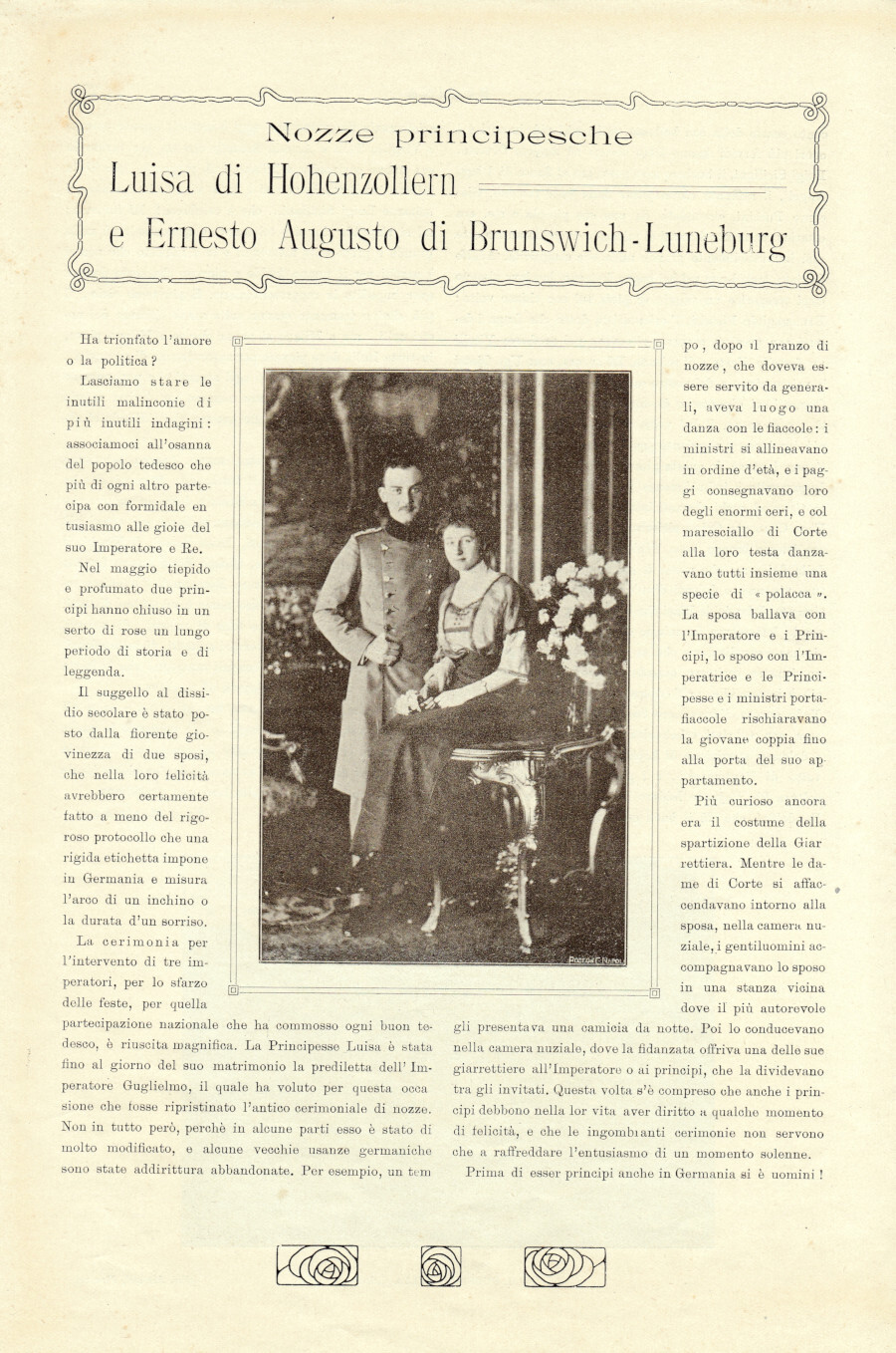 Nozze: Luisa di Hohenzollern e Ernesto Augusto di Brunswich-Luneburg. Immagine …