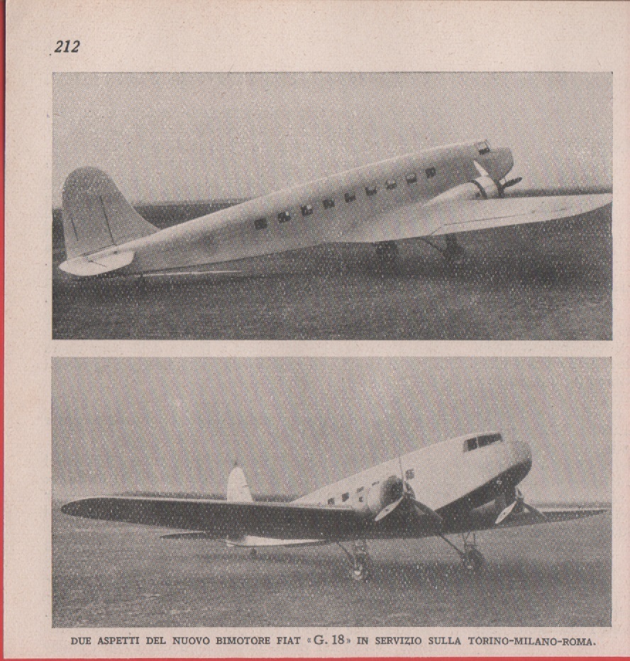 Nuovo bimotore Fiat G.18 in servizio sulla Torino-Milano-Roma. Immagine 1937