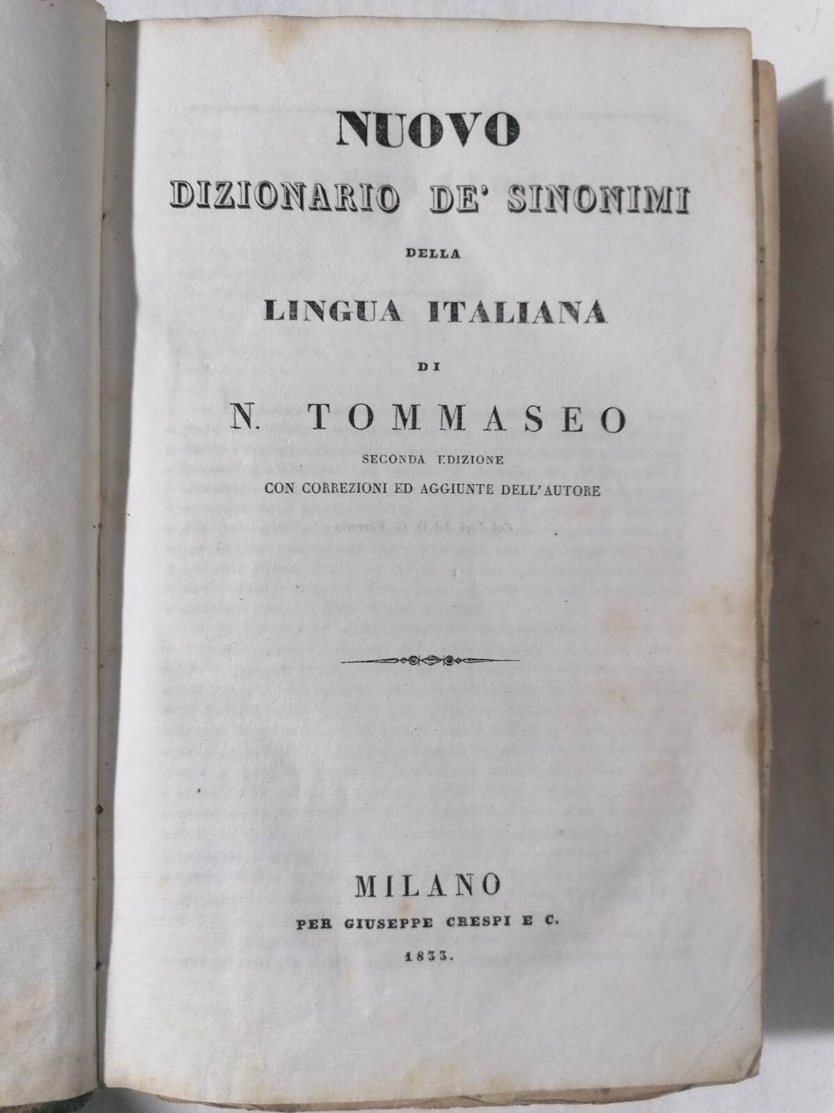 Nuovo dizionario dei sinonimi della lingua italiana libro Niccolò Tommaseo …