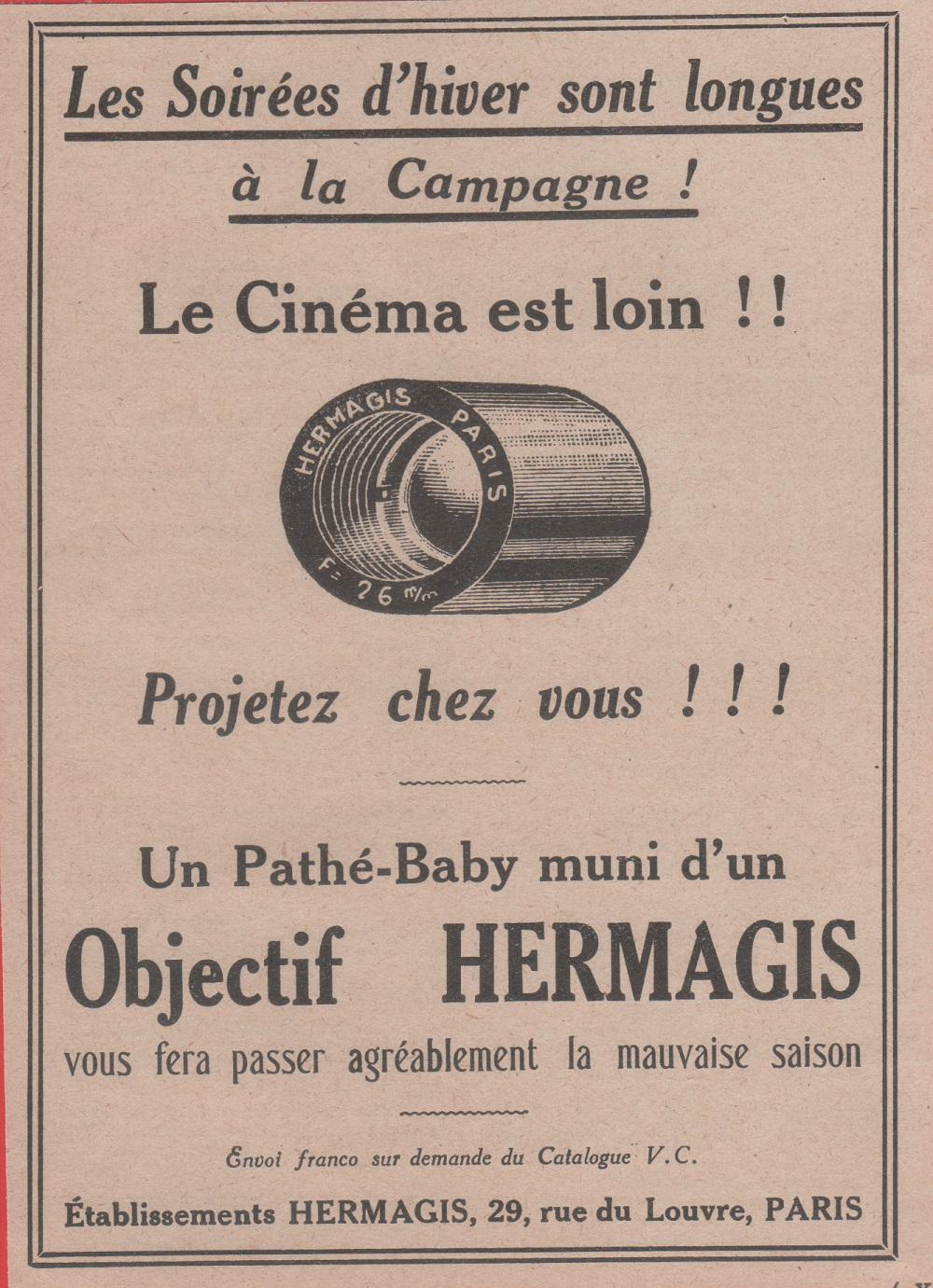 Objectif Hermagis. Advertising 1926