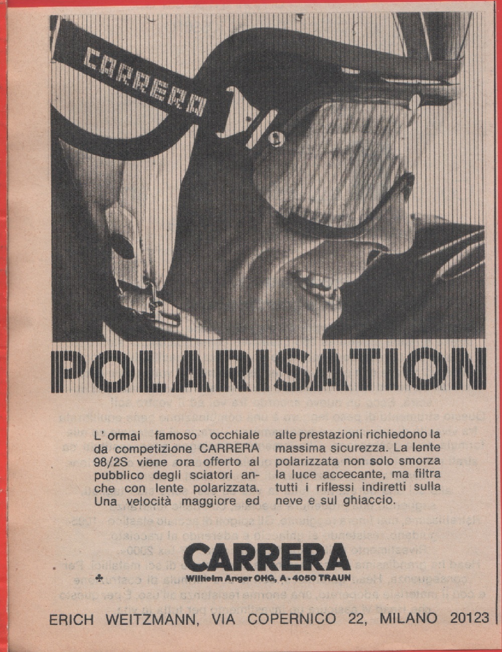 Occhiale Carrera 98/S2. Advertising 1968