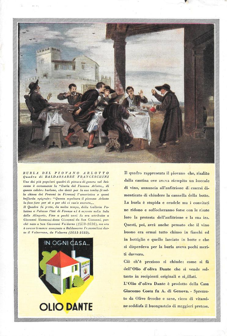 Olio Dante. Advertising 1937