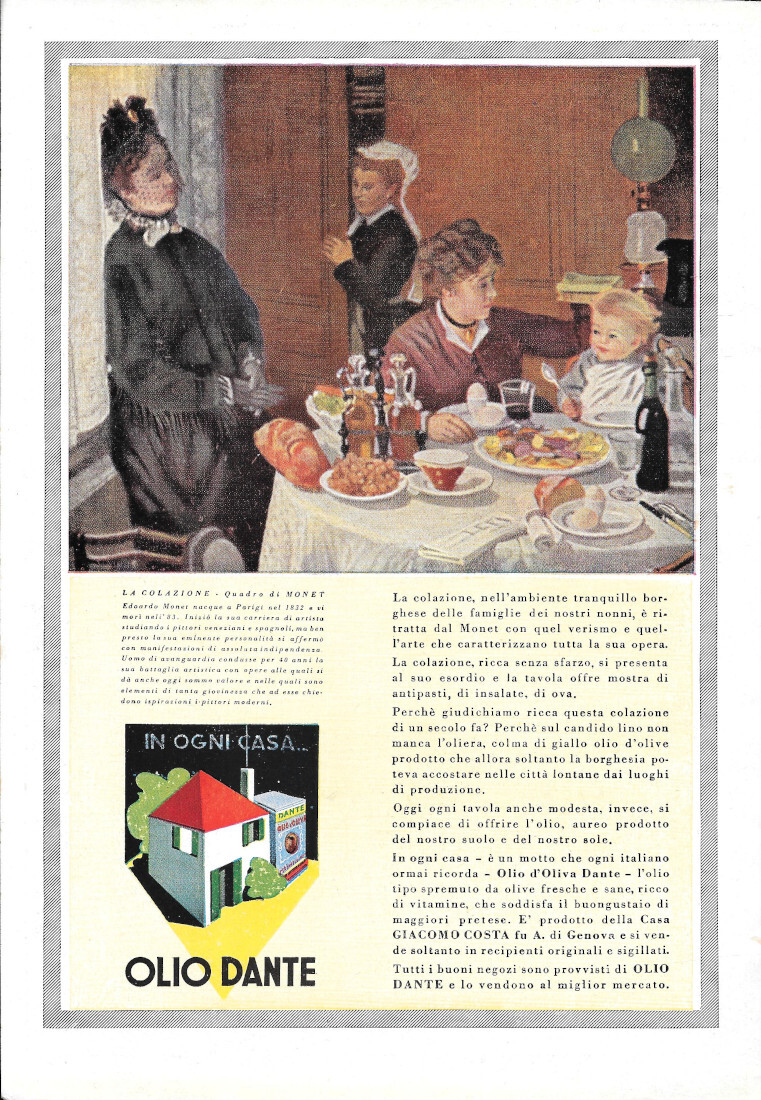 Olio Dante. In ogni casa - Advertising 1937