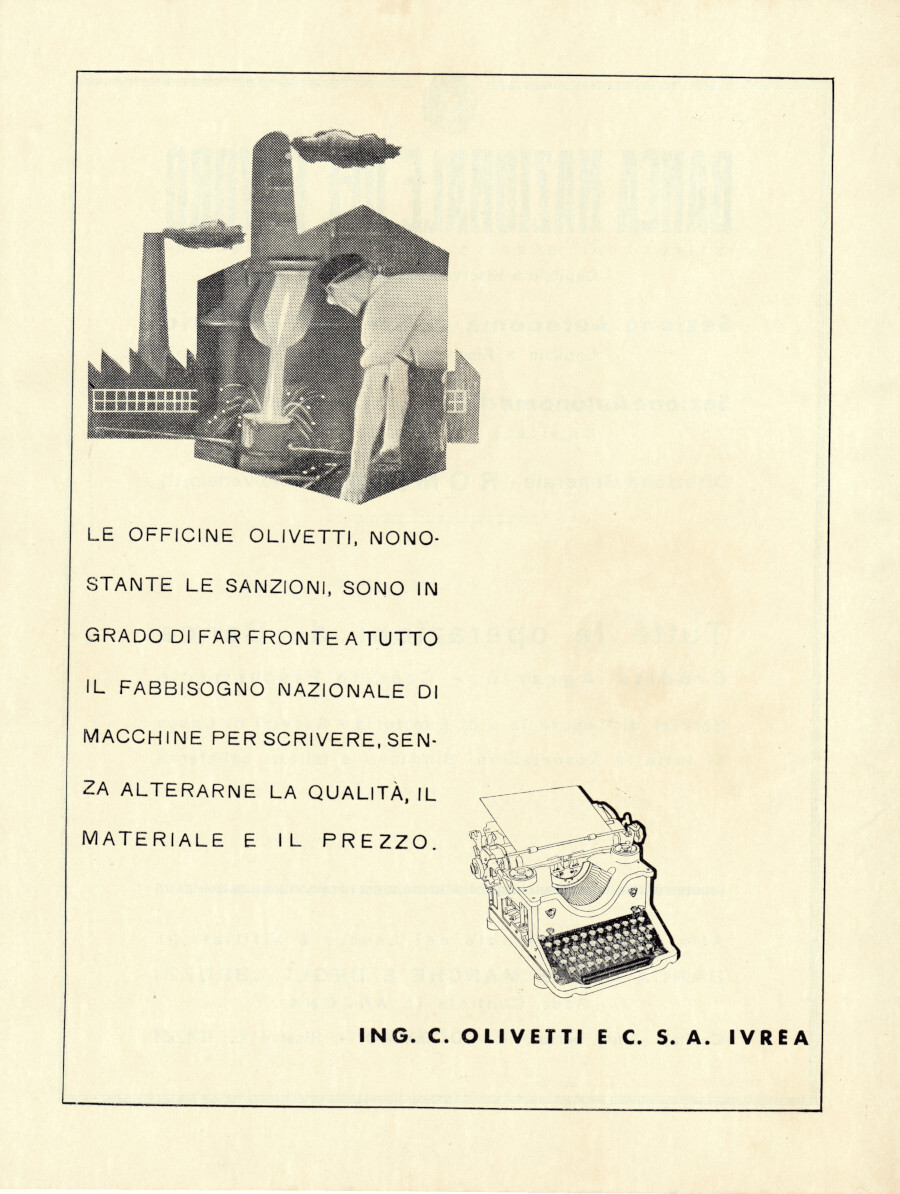 Olivetti. Nonostante le sanzioni.... Advertising 1936