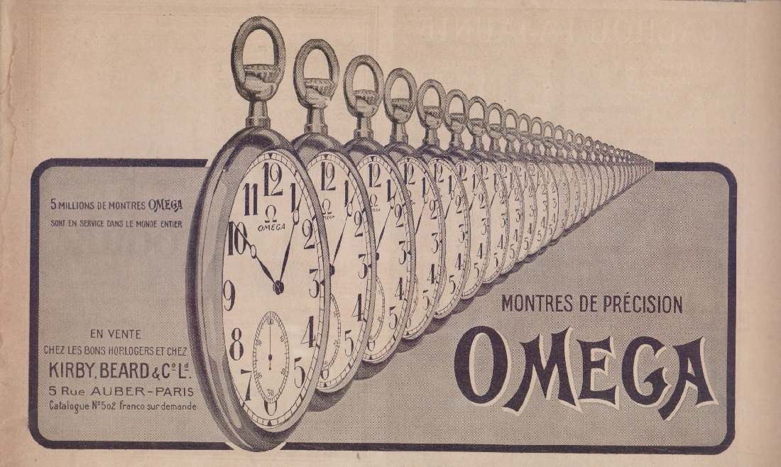 Omega montres de precision. Advertising 1922