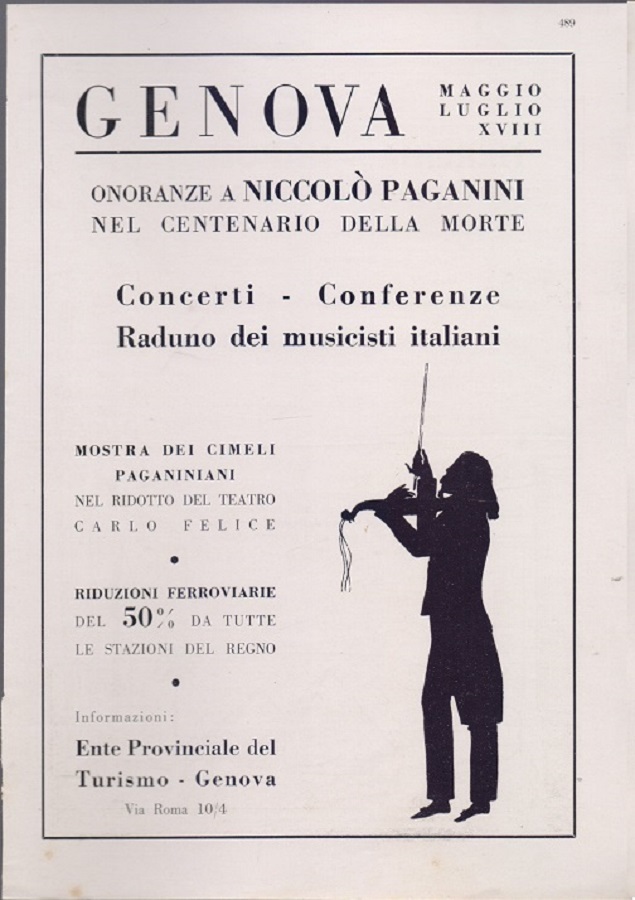 Onoranze a N. Paganini nel centenario della morte. Genova. Advertising …